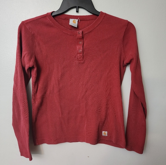 Carhartt Tops - Carhartt For Women Red Ribbed Henley 100% Cotton